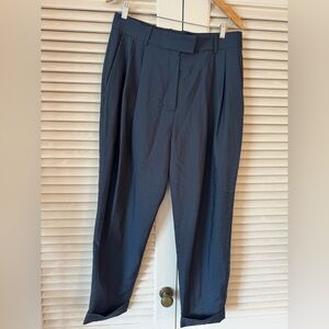 COS Navy Blue Pleated Tapered Trousers